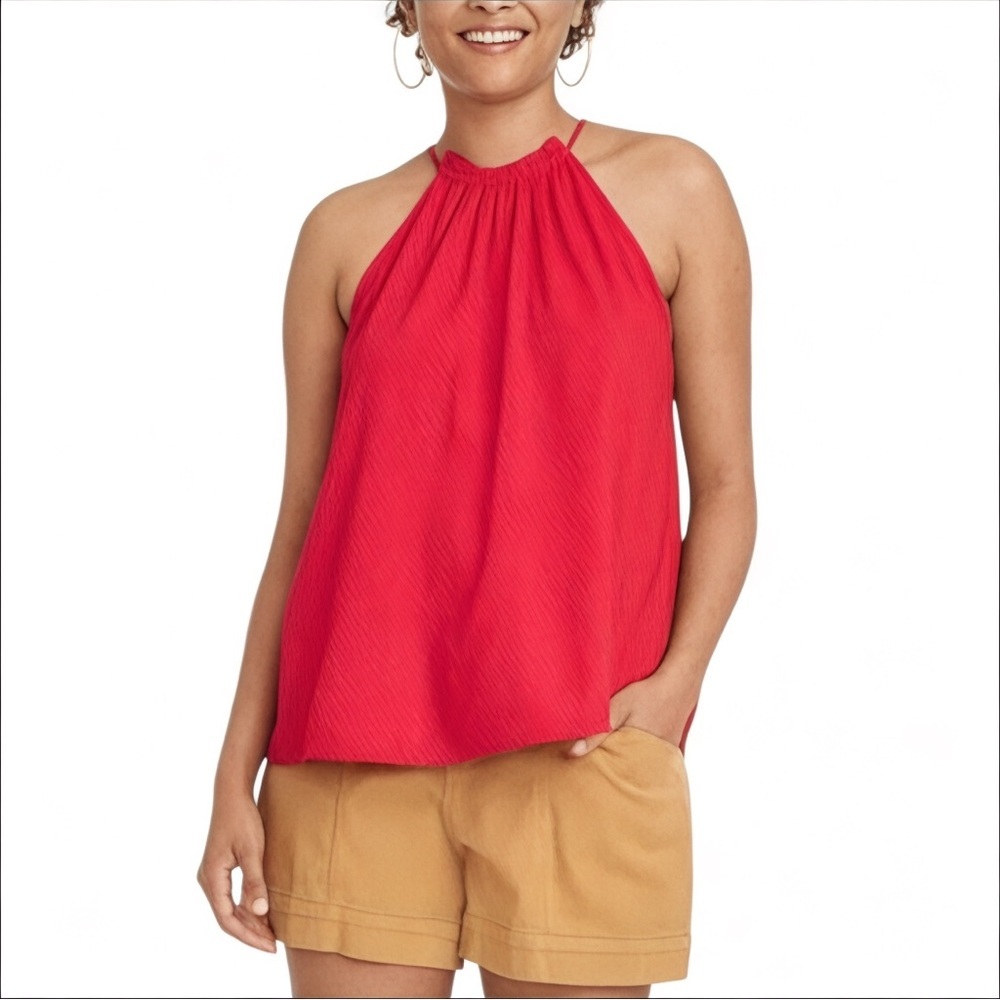 NWT Knox Rose Woven High Neck Halter Tank Top M